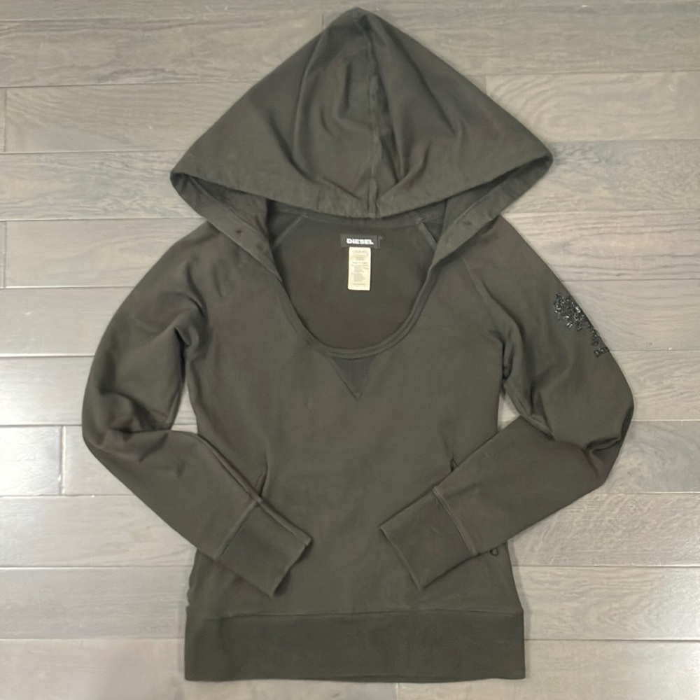 Y2K Vintage Diesel Scoop Neck Hoodie Size XS